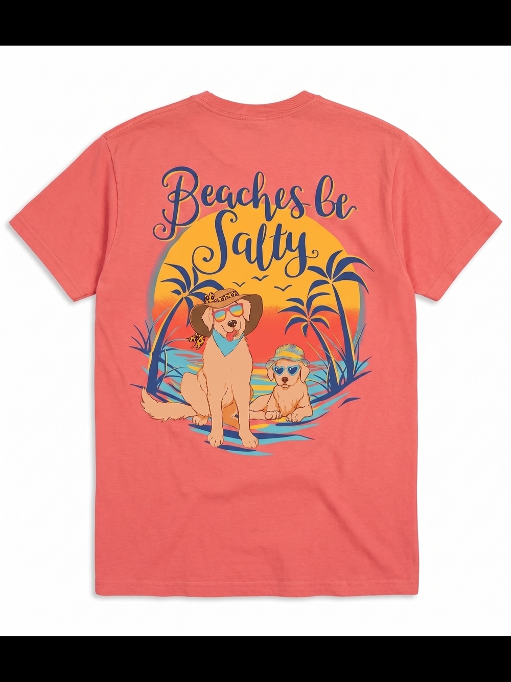 Gildan Coral 'Beaches Be Salty' Dog Graphic Tee